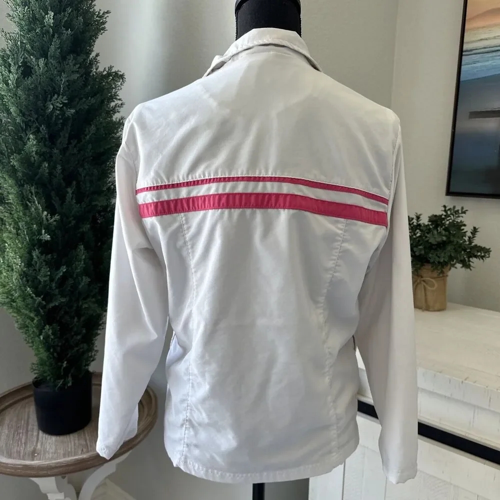 Nike Tween Girls White and‎ Pink Stripe Jacket Size Large 12-14 Coat